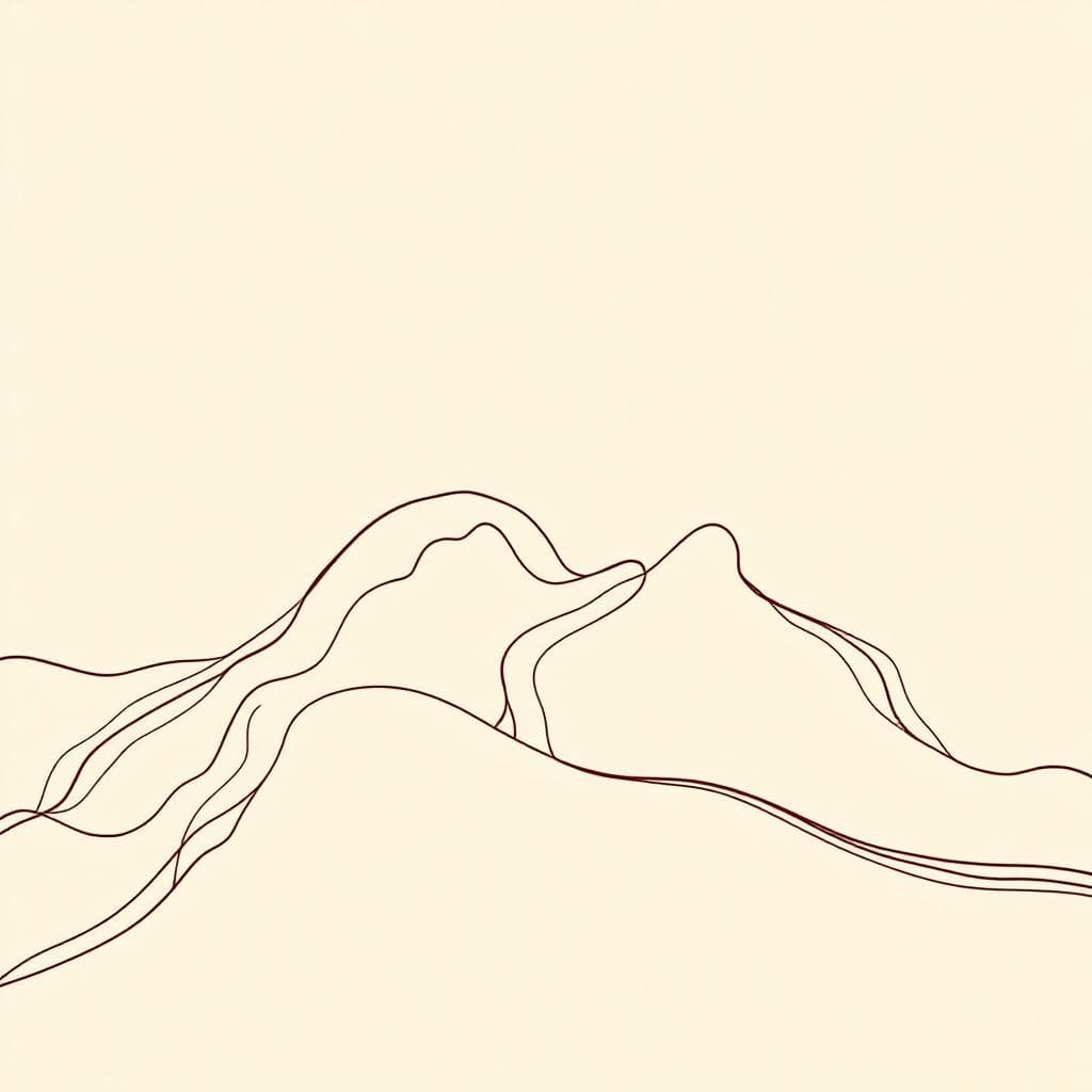 AI generated: Minimalist abstract topographic line art on a soft beige background. Smooth, flowing contour lines i...
