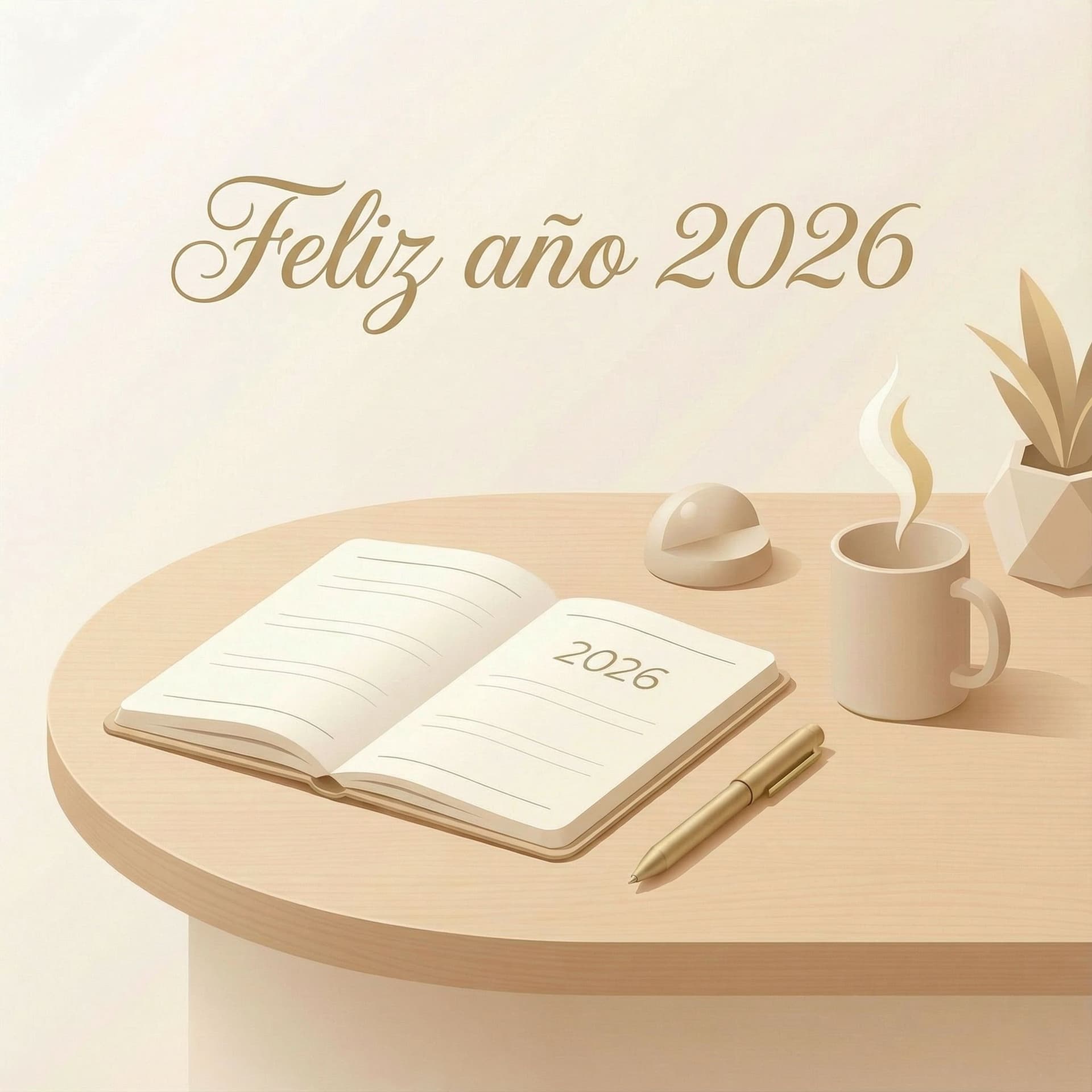 AI generated: A minimalist 3D flat vector illustration for a professional New Year greeting card. The style is cle...