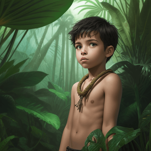 AI generated: A boy in the jungle 