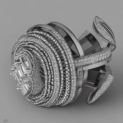 AI generated: a jewelry design ring, fantastic, parametric, cosmic, complex design, gemstones and diamonds, luxury...
