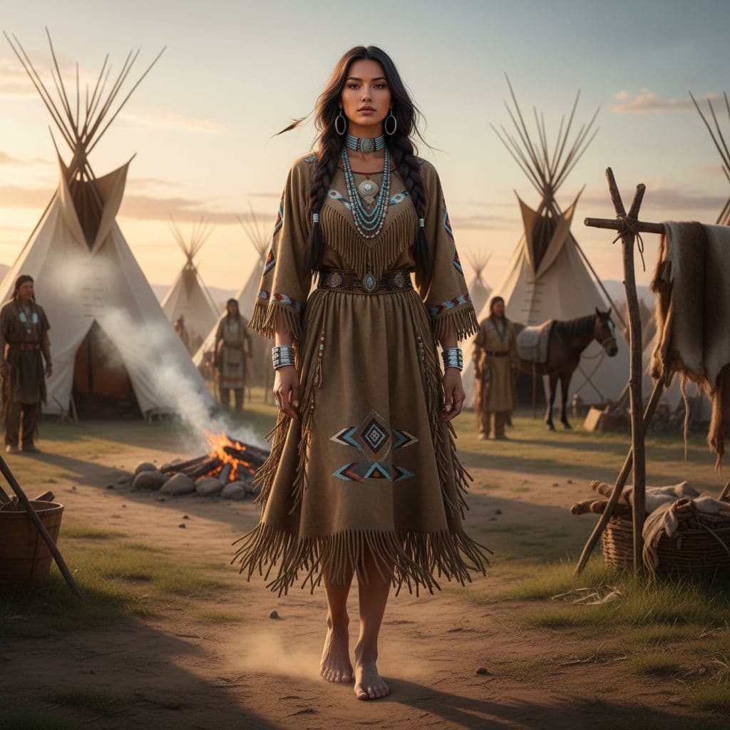 AI generated: Full body view of  a real beautiful  native american  indian woman,no hedgear, realistic, hyper deta...