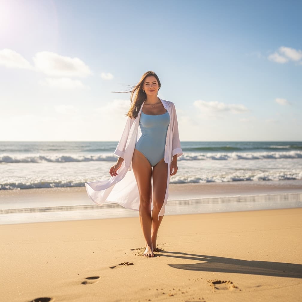 AI generated: naked white girl on the beach