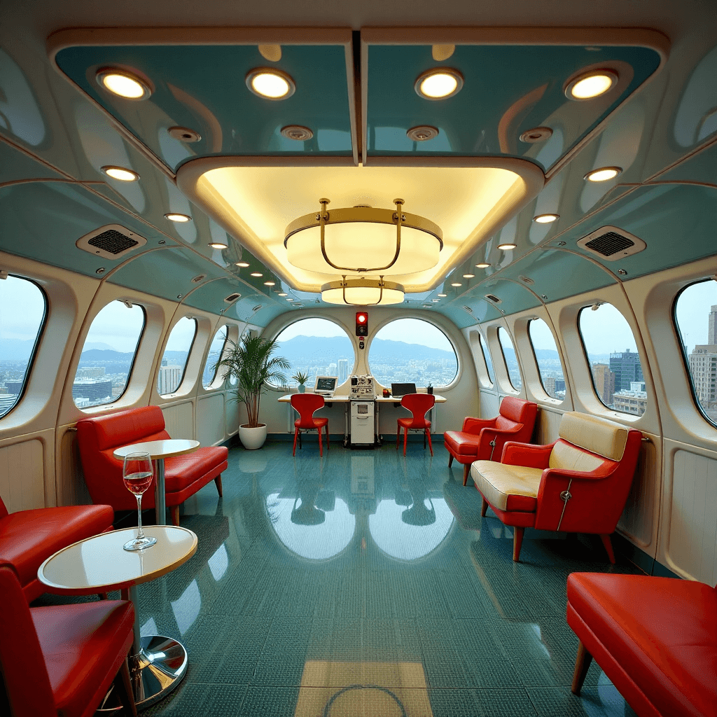 AI generated: Background Focus: 1960s Retro-Futuristic Interior:âââ