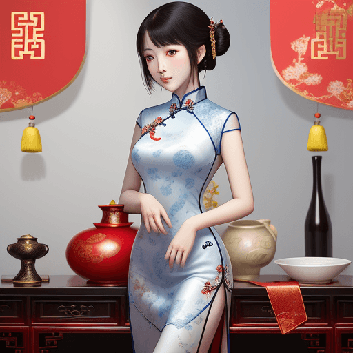 AI generated: A generous and beautiful Chinese girl, wearing a transparent material cheongsam, there is no ornamen...