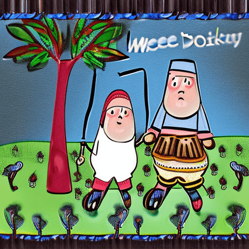 AI generated: cartoon style, png, funny birthday card. jesus mary and joesph and the wee donkey