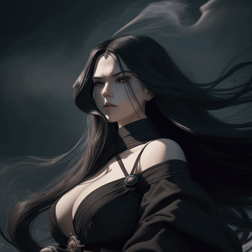 AI generated: (character of video game 1:3) :: royal, darkness, long windblown hair and cloth, Magic the gathering...