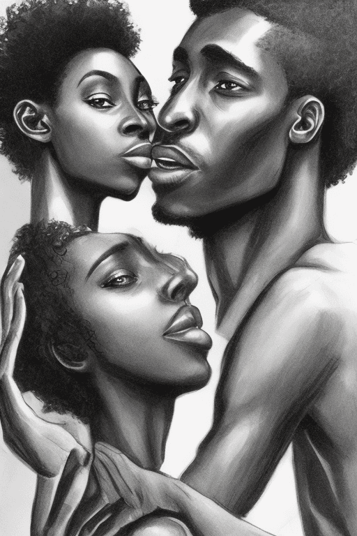 AI generated: DE (dark-skinned) Beautiful young african woman with an european man,19yo,skinny african woman,skinn...
