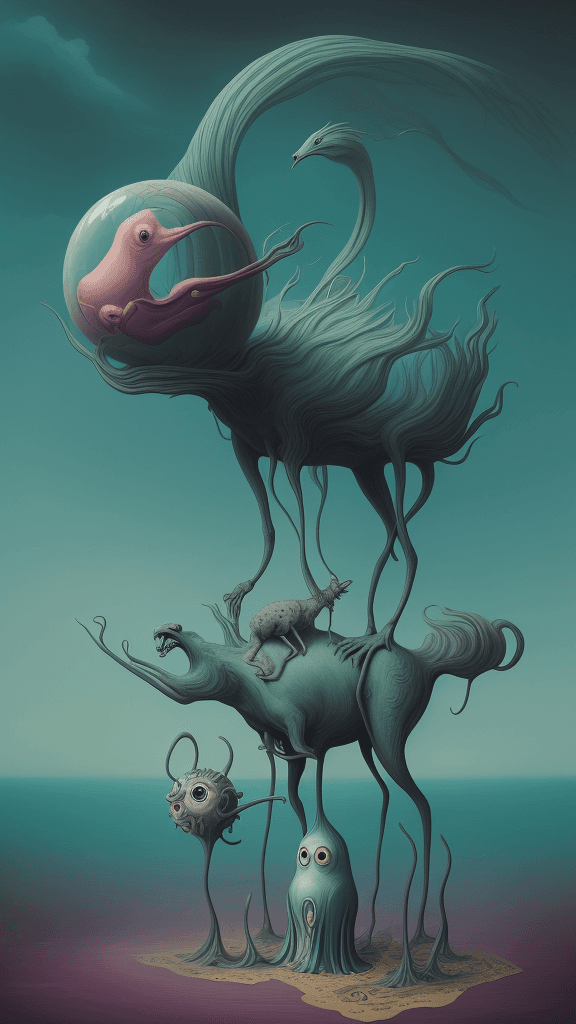AI generated: surreal composition
surrealist art style
creature art in an absurdist style
surrealist conceptual ar...