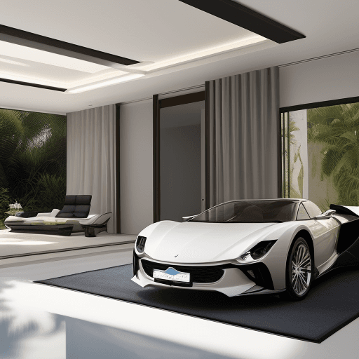 AI generated: crie uma casa luxuosa com carros de luxo, dia ensolarado