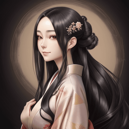 AI generated: A captivating oil painting featuring a stunningly beautiful anime character. The character is dresse...