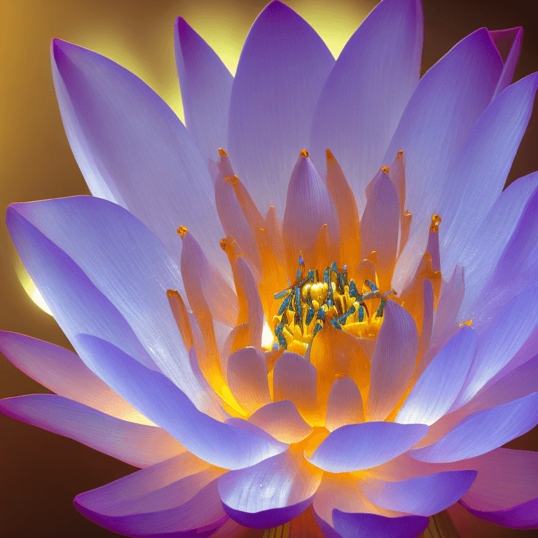 AI generated: A award winning photo of a lotus flower, sparkling, bioluminescence, vibrant, 8k, soft light, trendi...