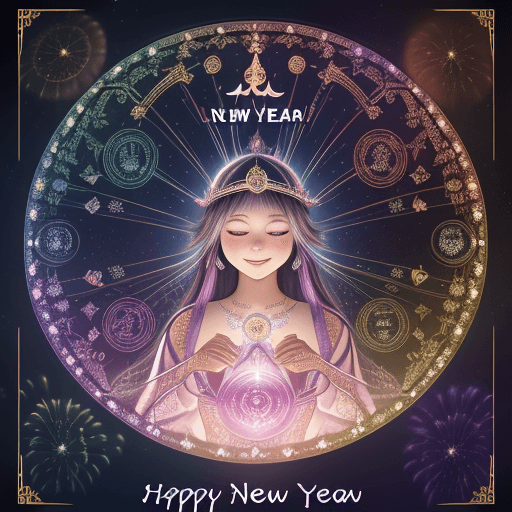 AI generated: Isabella's Mystical Aura Happy New Year 2024 around the world by DKCW