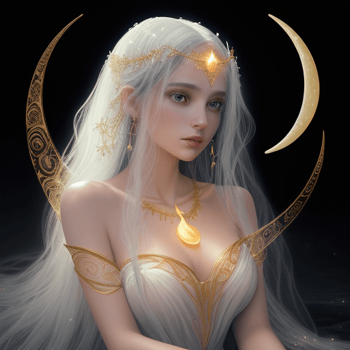 AI generated: An enchanting and vibrant dark fantasy portrait, capturing a woman with long, flowing hair and fair ...