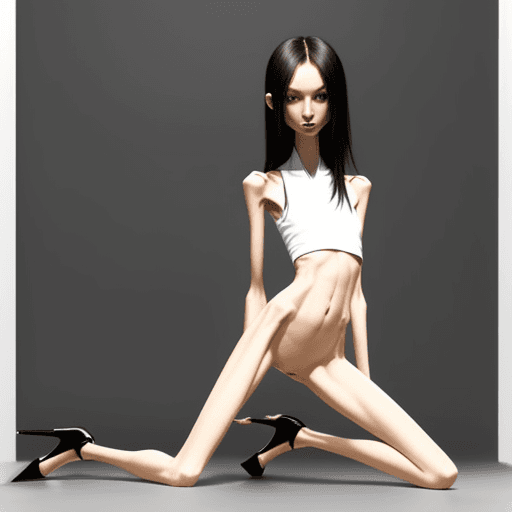 AI generated: very skinny slender girl, with skinny legs and long skinny calves, with skinny hips, in high heels a...