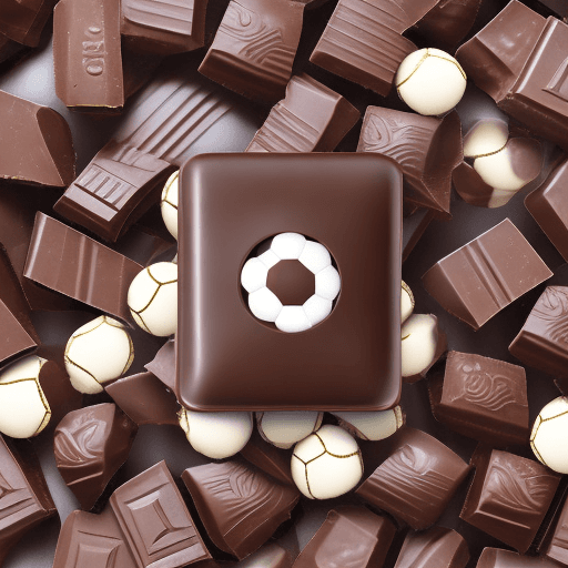 AI generated: 
create a logo that has a chocolate bar in the background and combines it with a soccer ball