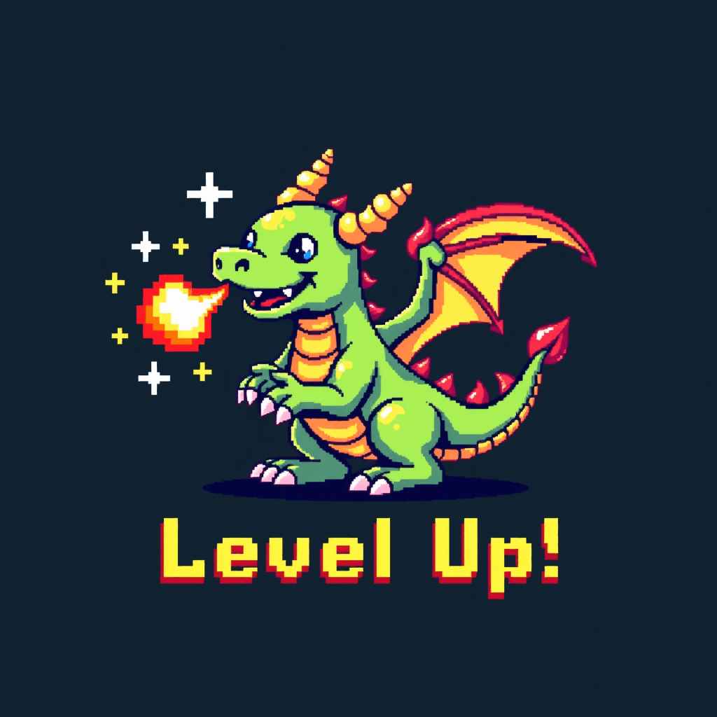 AI generated: Theme: Retro Gaming, Subject: Pixel Art Dragon "T-shirt art design: A 'retro aesthetic' pixel art dr...