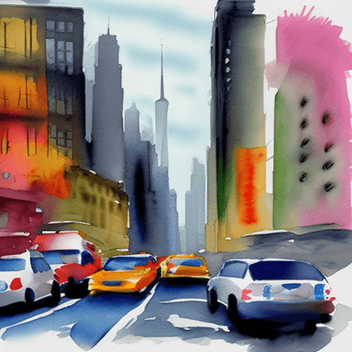 AI generated: Watercolor NYC --sref 1225347322 1289747716 1831984696 --style raw --v 6. 1 --p jpxggk7
