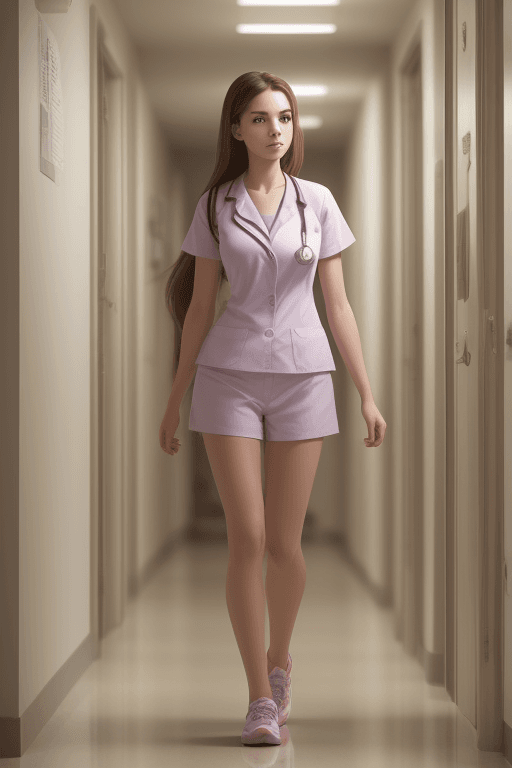 AI generated: photo of pretty health care young woman in hallway