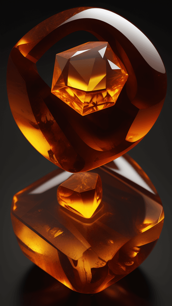 AI generated: L letter inside a carved amber gemstone , pure, clear, octane render, 8k, close up. unreal engine, p...