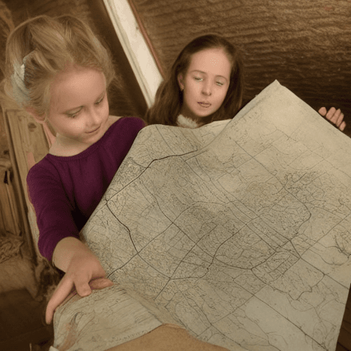 AI generated: Amelia, a curious and adventurous young girl, stumbles upon an ancient map hidden in the attic