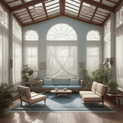 AI generated: High resolution photography interior design, dreamy sunken living room conversation pit, wooden floo...