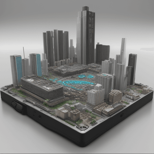 AI generated: Computer motherboard 3D city realistic