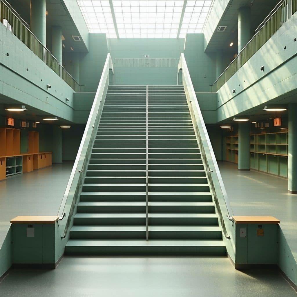 AI generated: UN escalier relie deux écoles.
le premier ecole se trouve à la premiers extrémité de l'escalier.
le ...