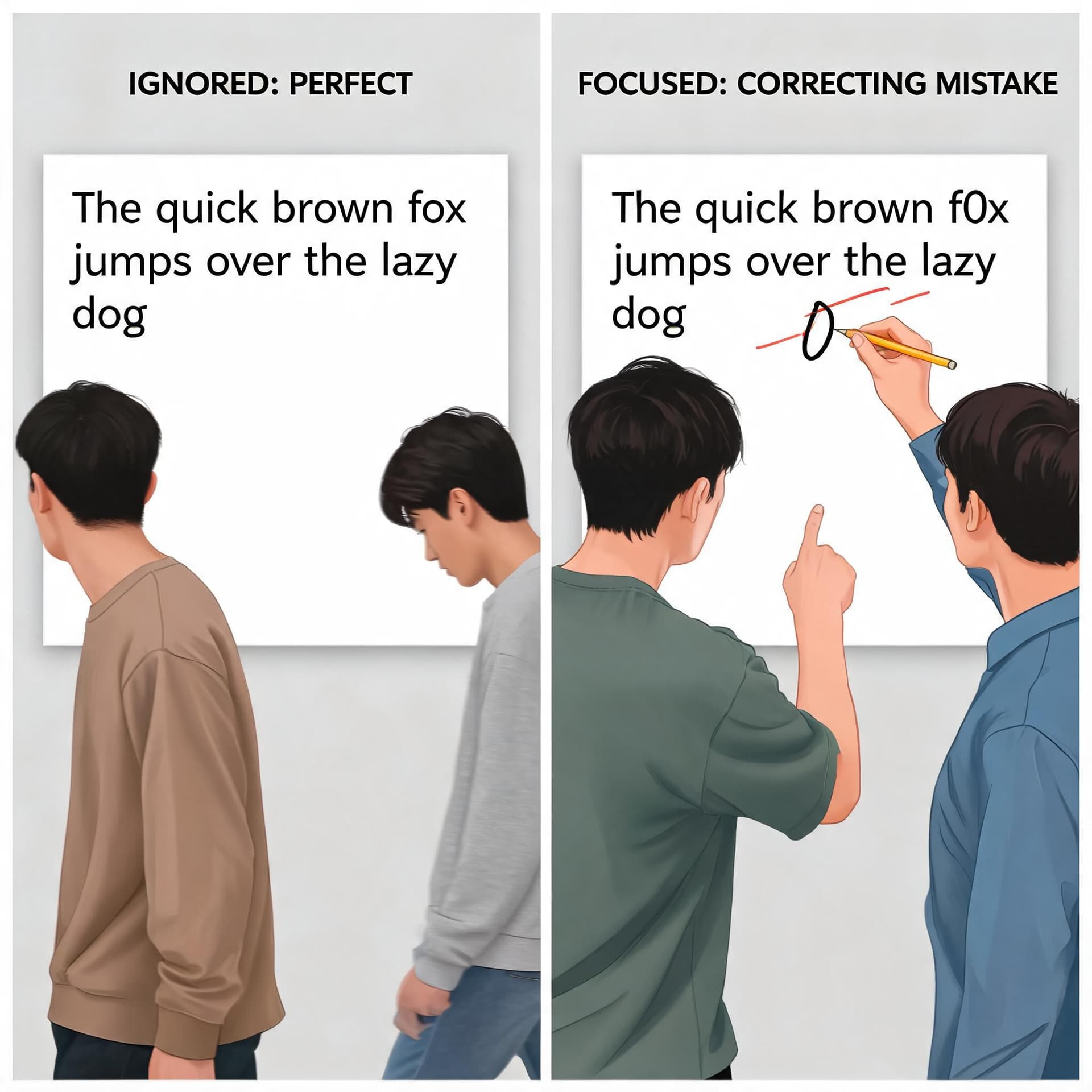 AI generated: People ignore perfection. They correct mistakes.