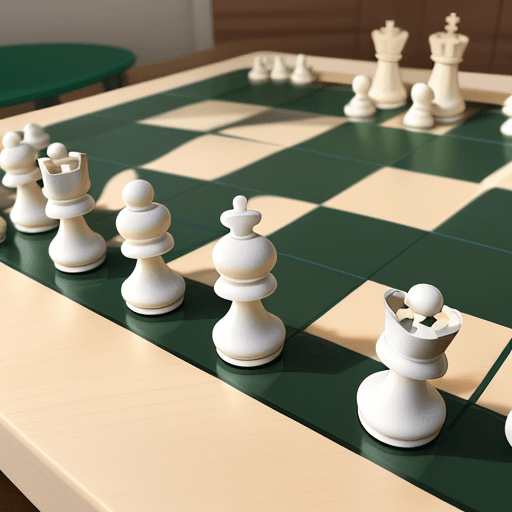 AI generated: A realistic chessboard set in a colorful, playful environment designed for children. The chess piece...