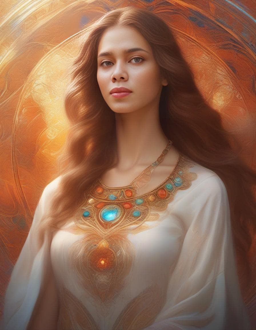 AI generated: ultra realistic photo portrait of Scarlett Leithold cosmic energy, colorful, painting burst, beautif...
