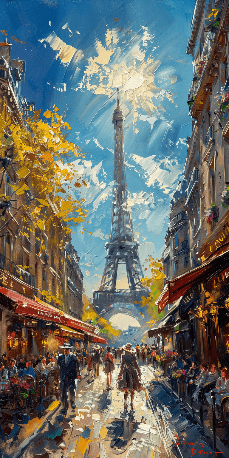 AI generated: Paris, oil painting, impressionist style, sunny day, detailed brushstrokes, textured canvas effect, ...