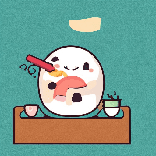 AI generated: minimalist vector illustration of cute mini alive dango, sleeping with drool, full body, outline ren...
