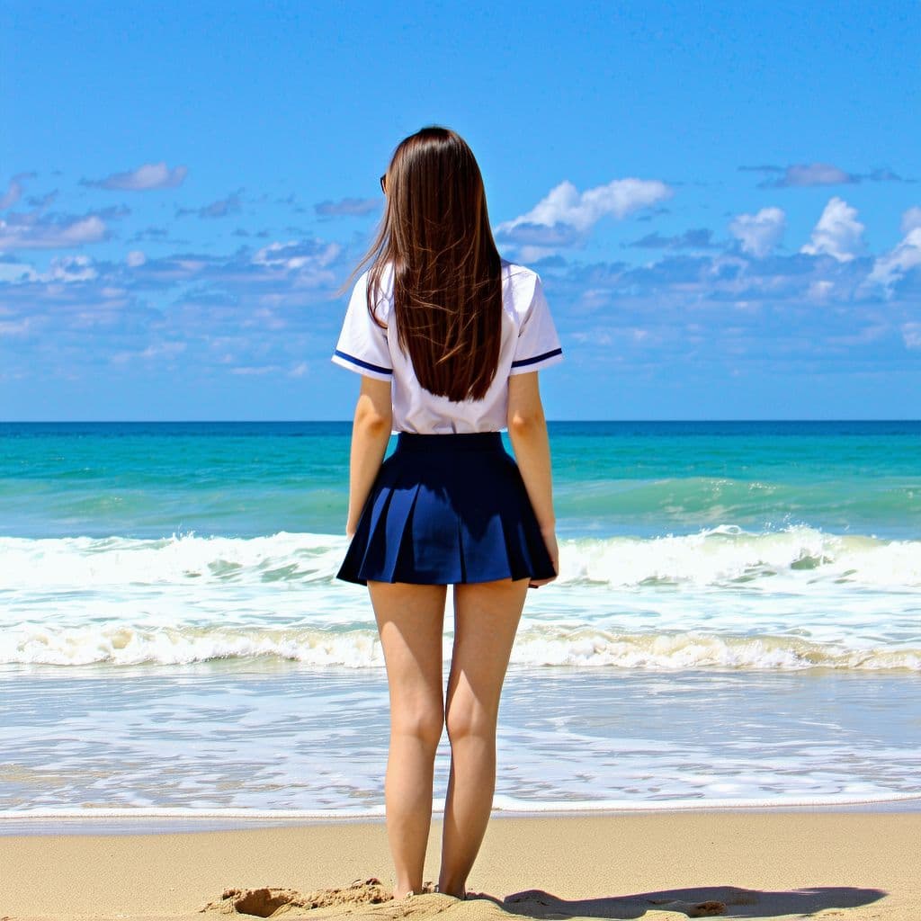AI generated: big booty high school girl at beach 