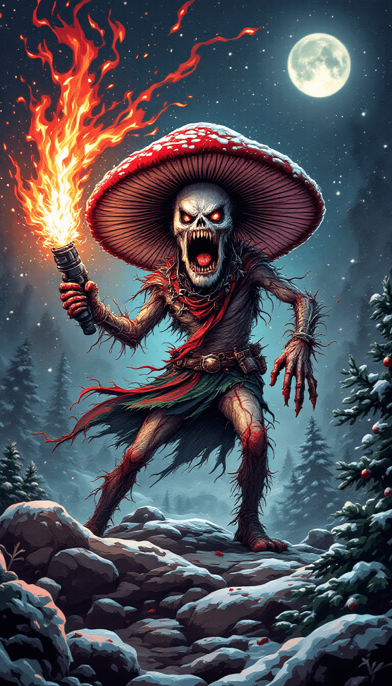 AI generated: "flawless vector christmas horror art on the diverse christmas background, a full body screaming cra...