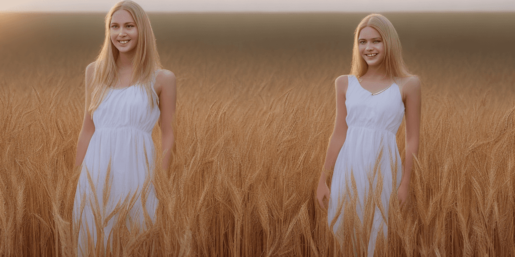 AI generated: "Hyper-realistic photograph of a beautiful blonde girl in her late teens, wearing a white summer dre...