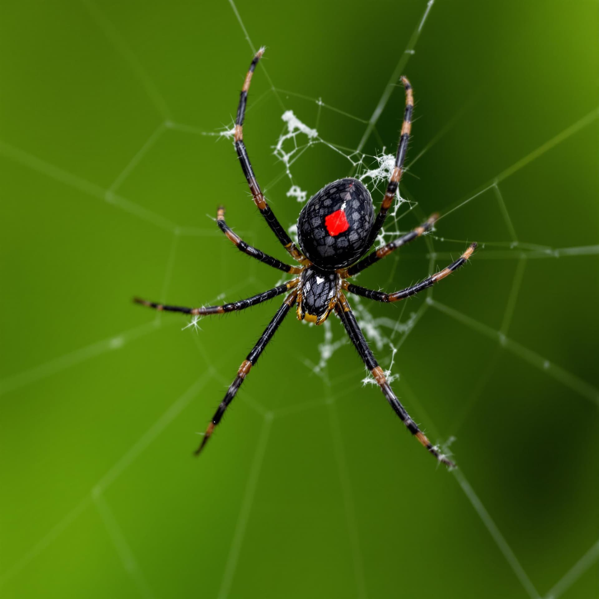 AI generated: photography of a black widow spider, with red spots