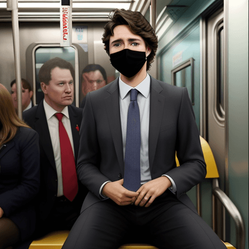 AI generated: Justin Trudeau riding on the subway in blackface --s 100 --ar 4:3 --v 5.2