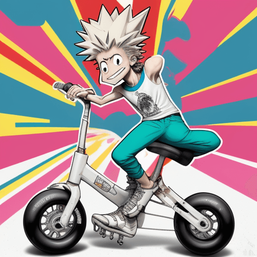 AI generated: crea una imagen de fido dido, cuerpo completo en una patineta, estilo comics y a color, la franela t...