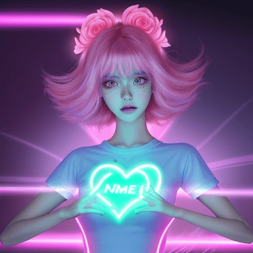 AI generated: A stunning, glowing FLUORECENT neon Anime Female Character that emits an otherworldly luminescence. ...