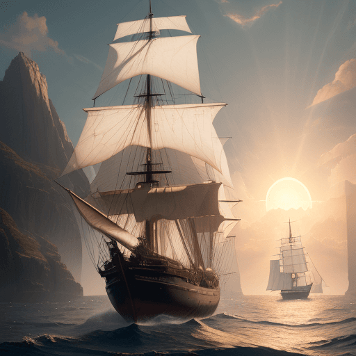 AI generated: Photo of a ultra realistic sailing ship, dramatic light, pale sunrise, cinematic lighting, battered,...