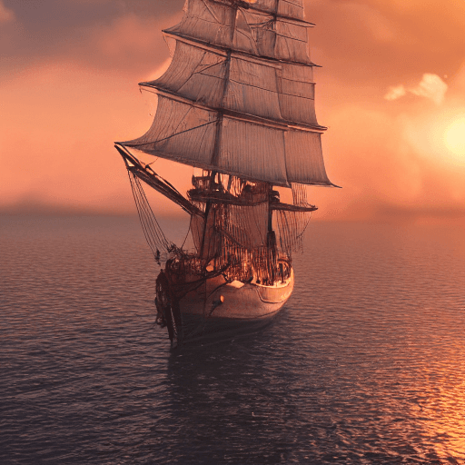 AI generated: photo of a ultra realistic sailing ship, dramatic light, pale sunrise, cinematic lighting, battered,...