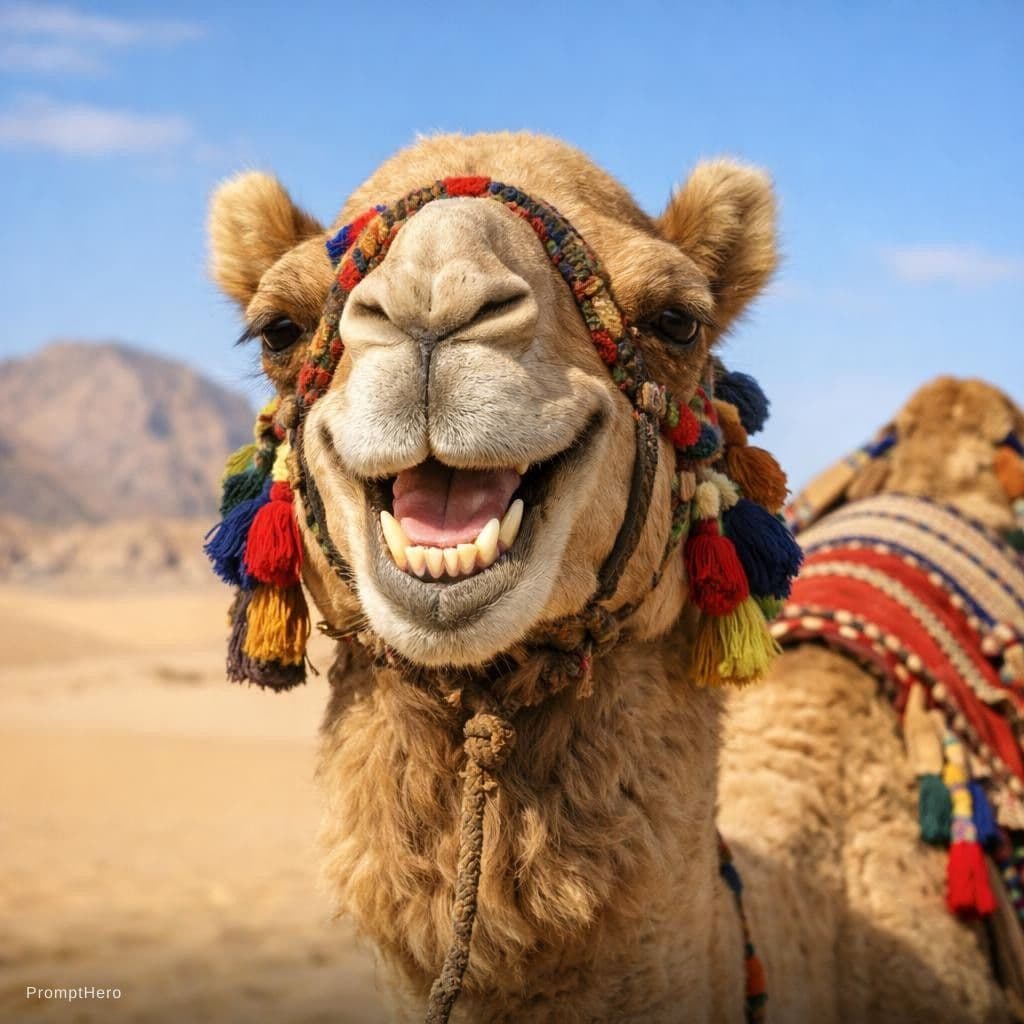 AI generated: A happy camel