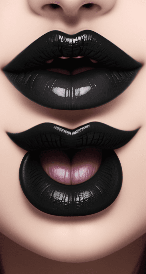 AI generated: WANDBILD ACRYLGLAS LIPPEN, SCHWARZE FRAUEN LIPPEN, BEAUTY, MAKEUP 