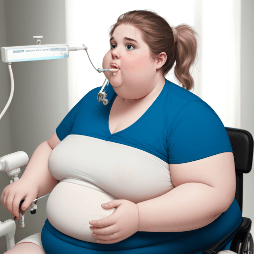 AI generated: A fat woman getting fatter from a feeding tube