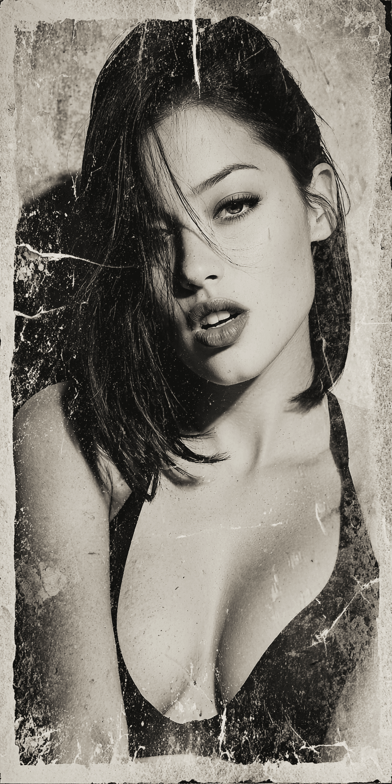 AI generated: vintage distressed poster style, pencil sketch of a woman on beige paper, vintage look, white border...
