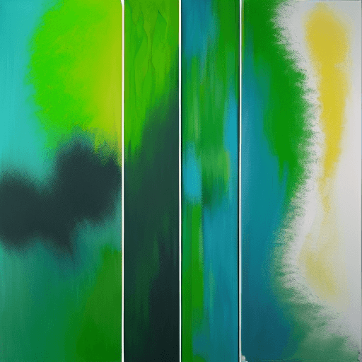 AI generated: Create three abstract paintings of equal size that complement each other. Use colors, organic shapes...