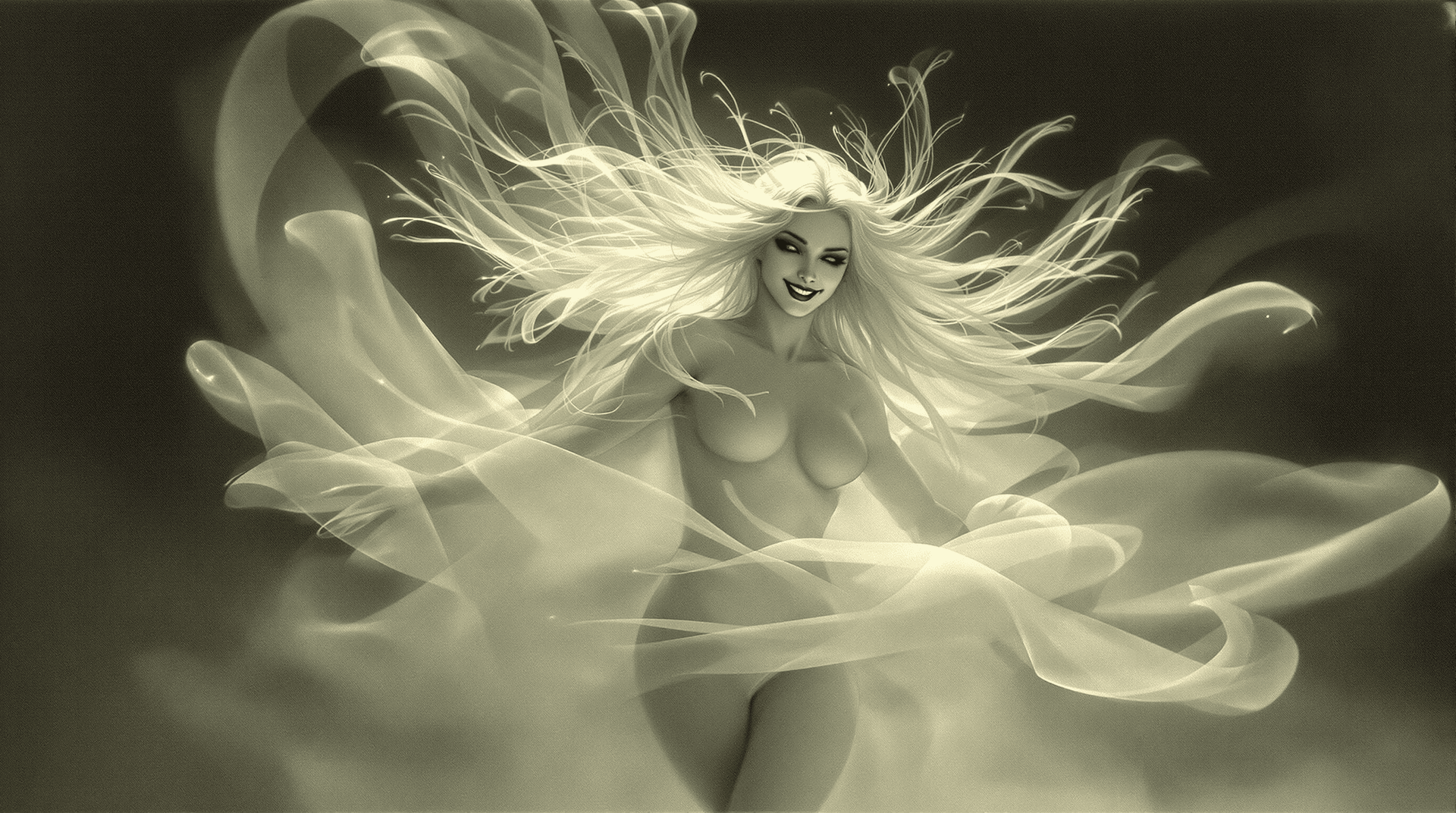 AI generated: > A ghostly, ethereal memory of a **dancing Succubus Queen**. Her form is semi-translucent, bathed i...