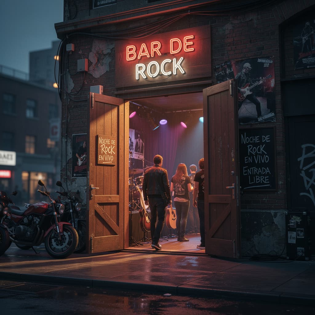 AI generated: bar de rock abriendo sus puertas
