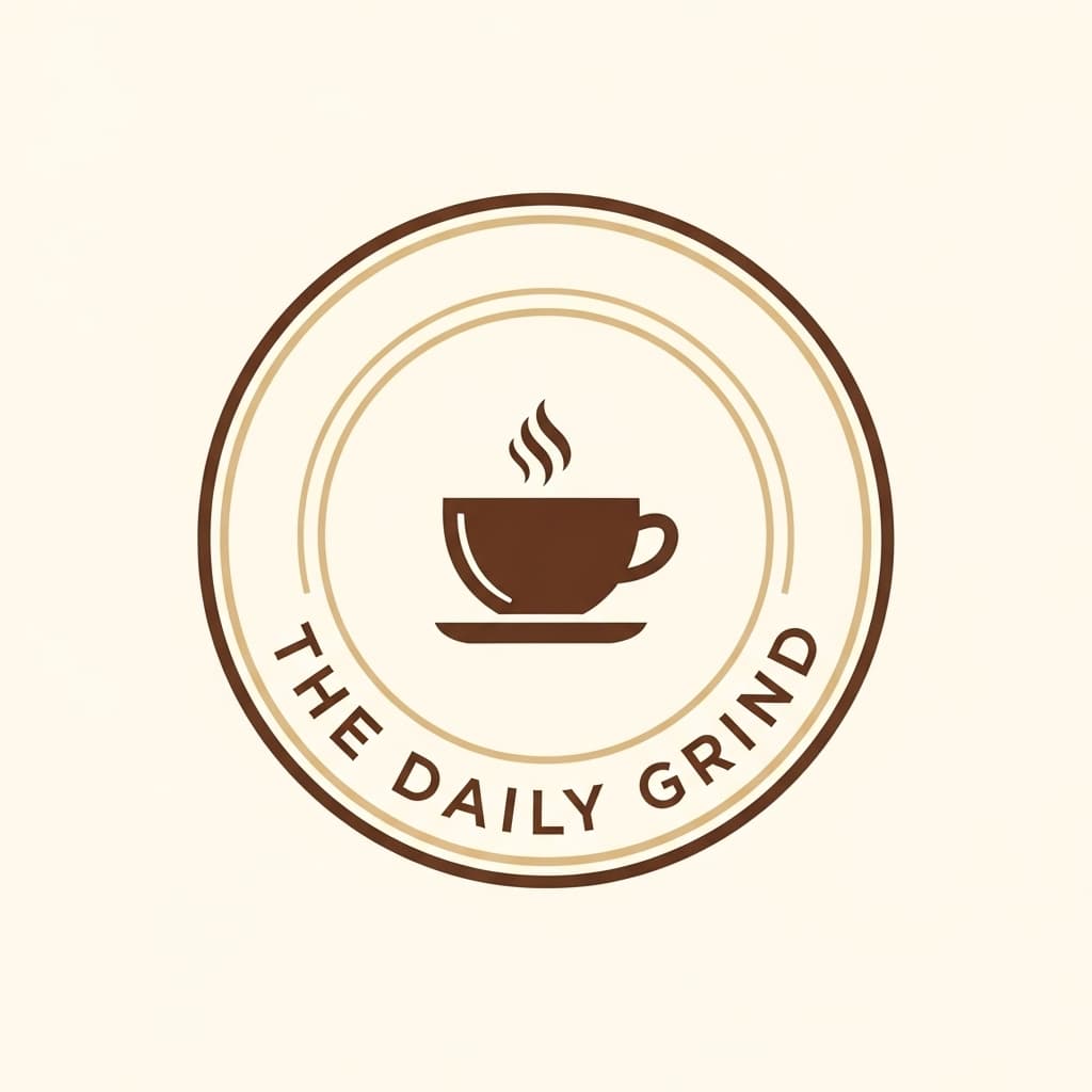 AI generated: coffee shop logo, minimal flat style, brown beige palette, vector illustration, circular composition...