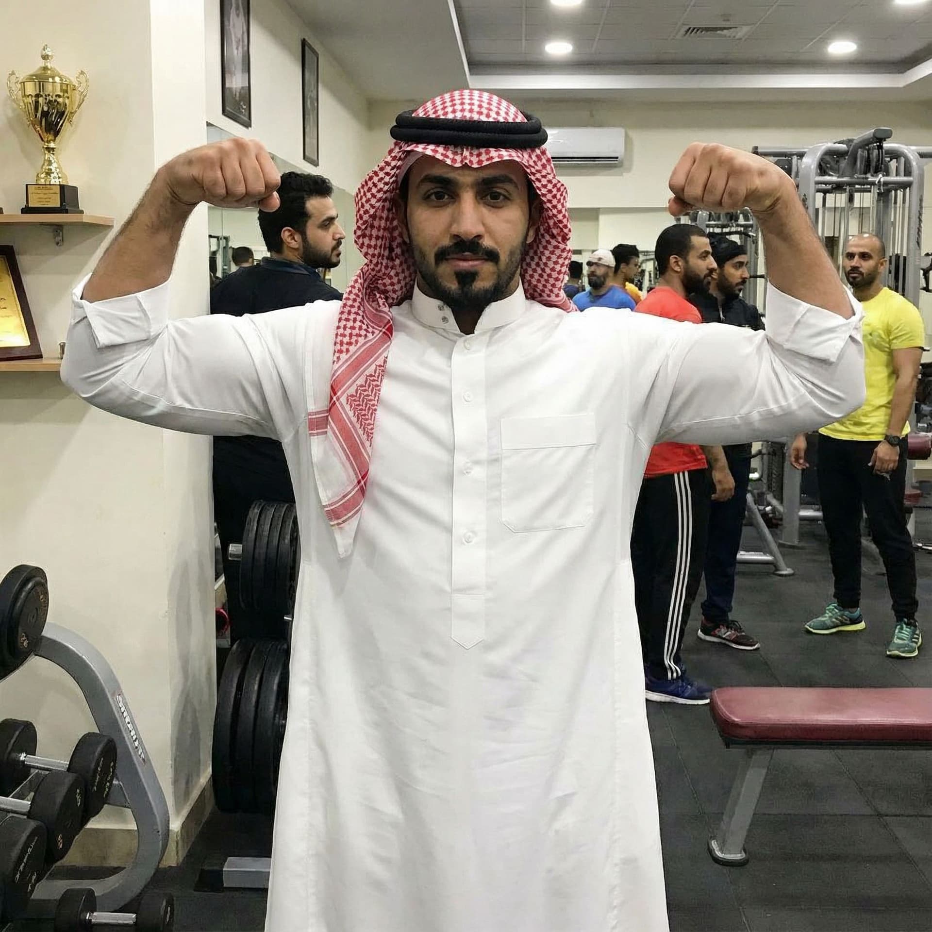 AI generated: Saudi man with hero body building